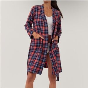 Pact Women’s Organic Cotton Schoolhouse Plaid Fireside Flannel Short Robe